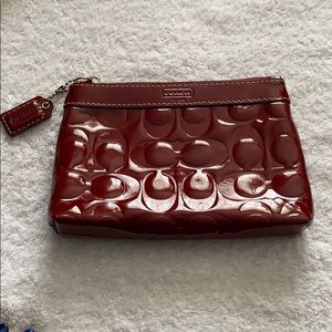 Patent Leather Deep Red Coach Wristlet/Clutch